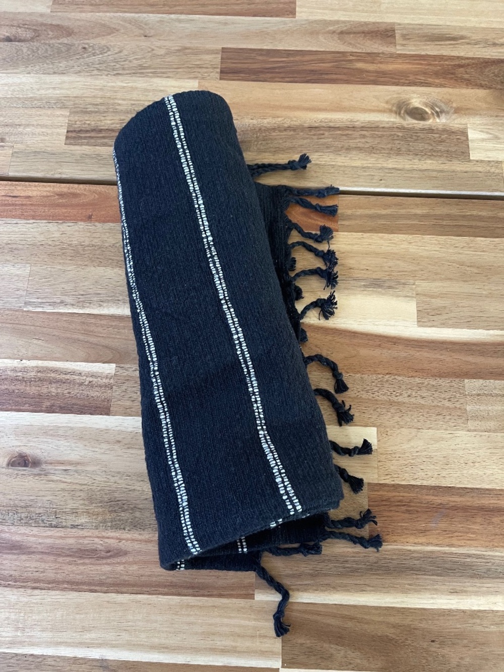 Threshold 14" x72" black table runner with white stripes - Target